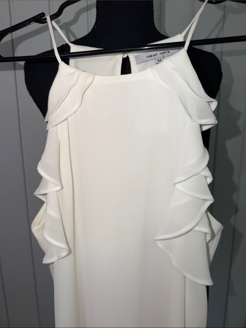 White  Ruffle-Trim Mini Dress